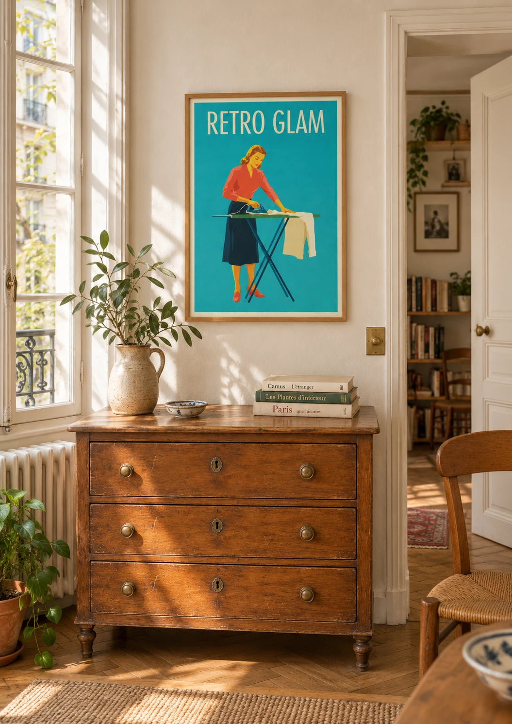 Affiche Retro Glam femme pin-up planche à repasser, A2, vue éloignée