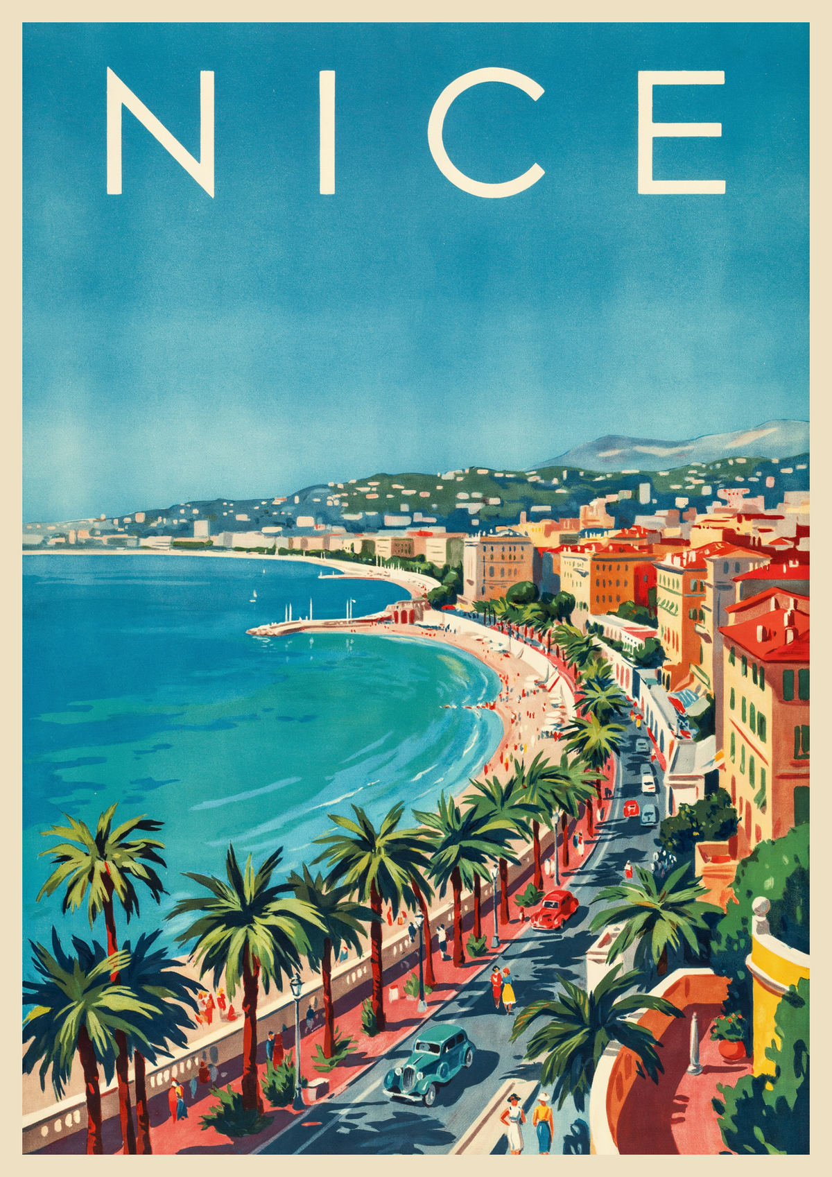 Affiche Côte d'azur style Art Déco 1930 Nice