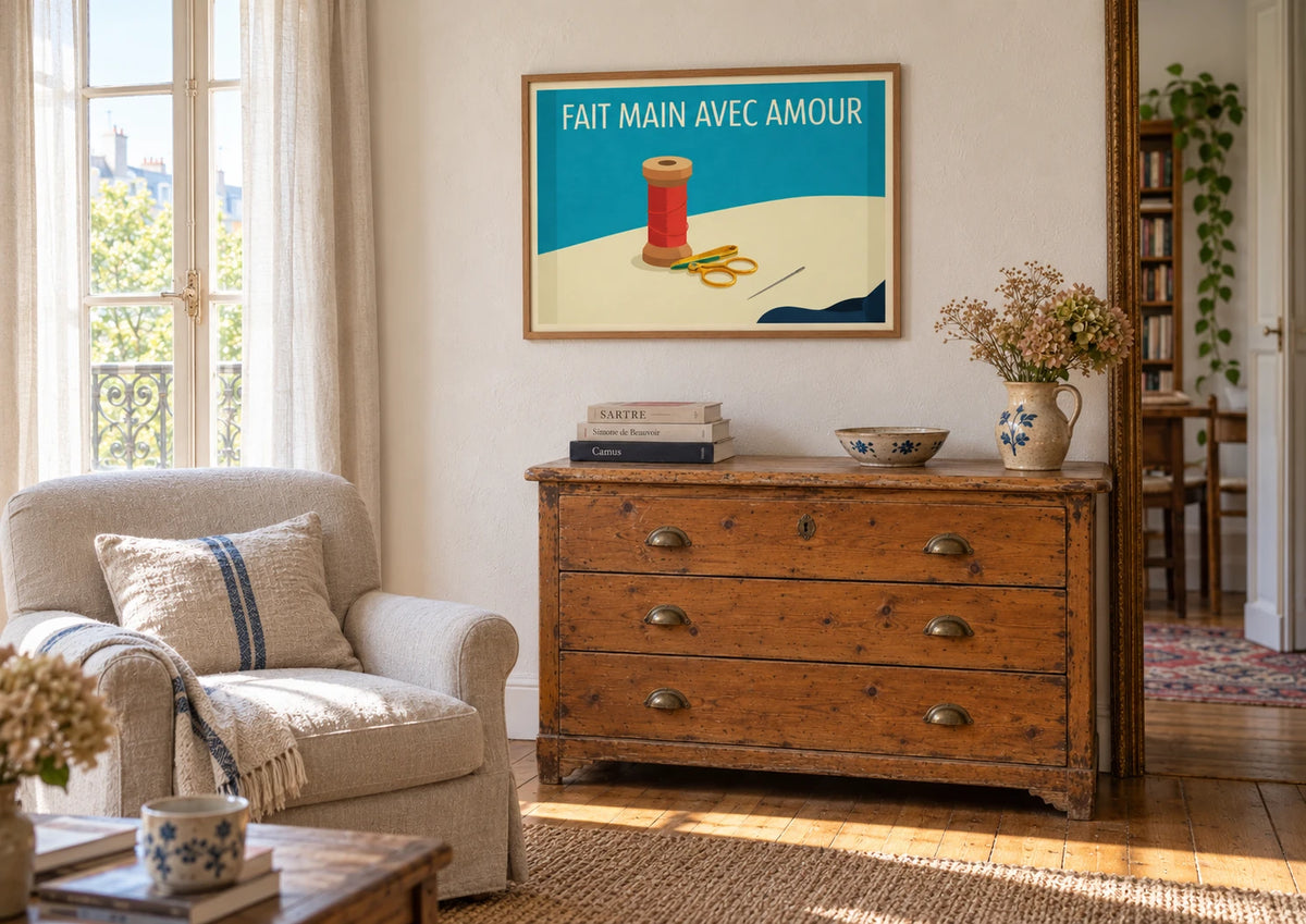 Affiche couture Fait main avec amour, A2, vue éloignée