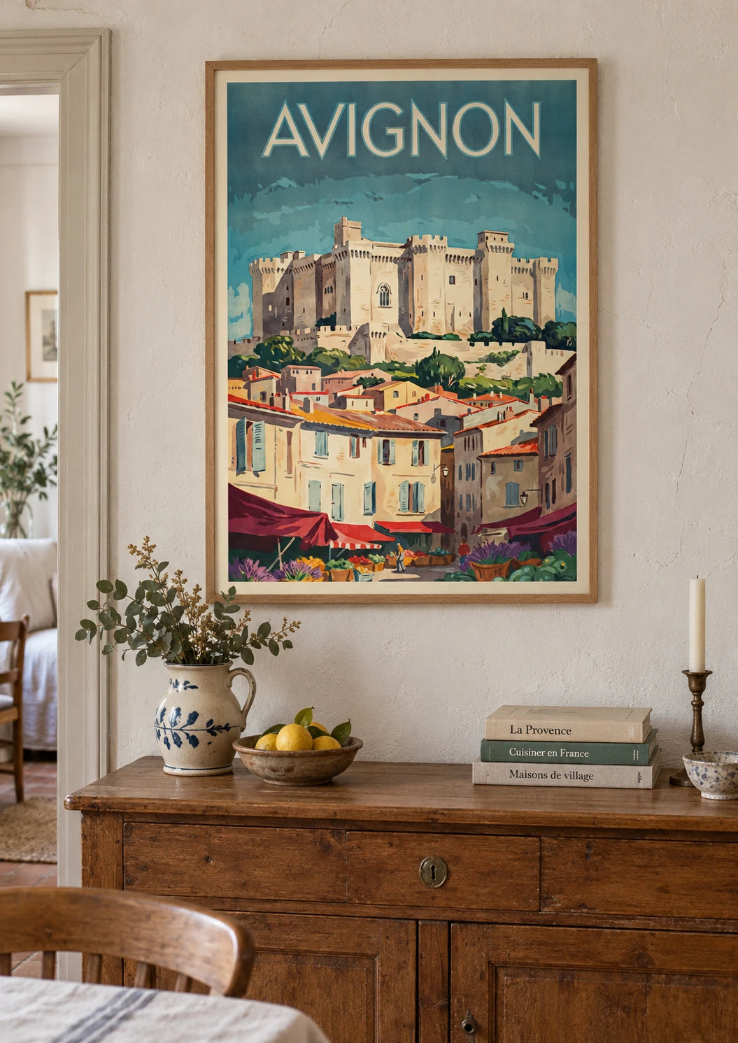 Mise en situation de Affiche Avignon Marché Provençal et Lavande