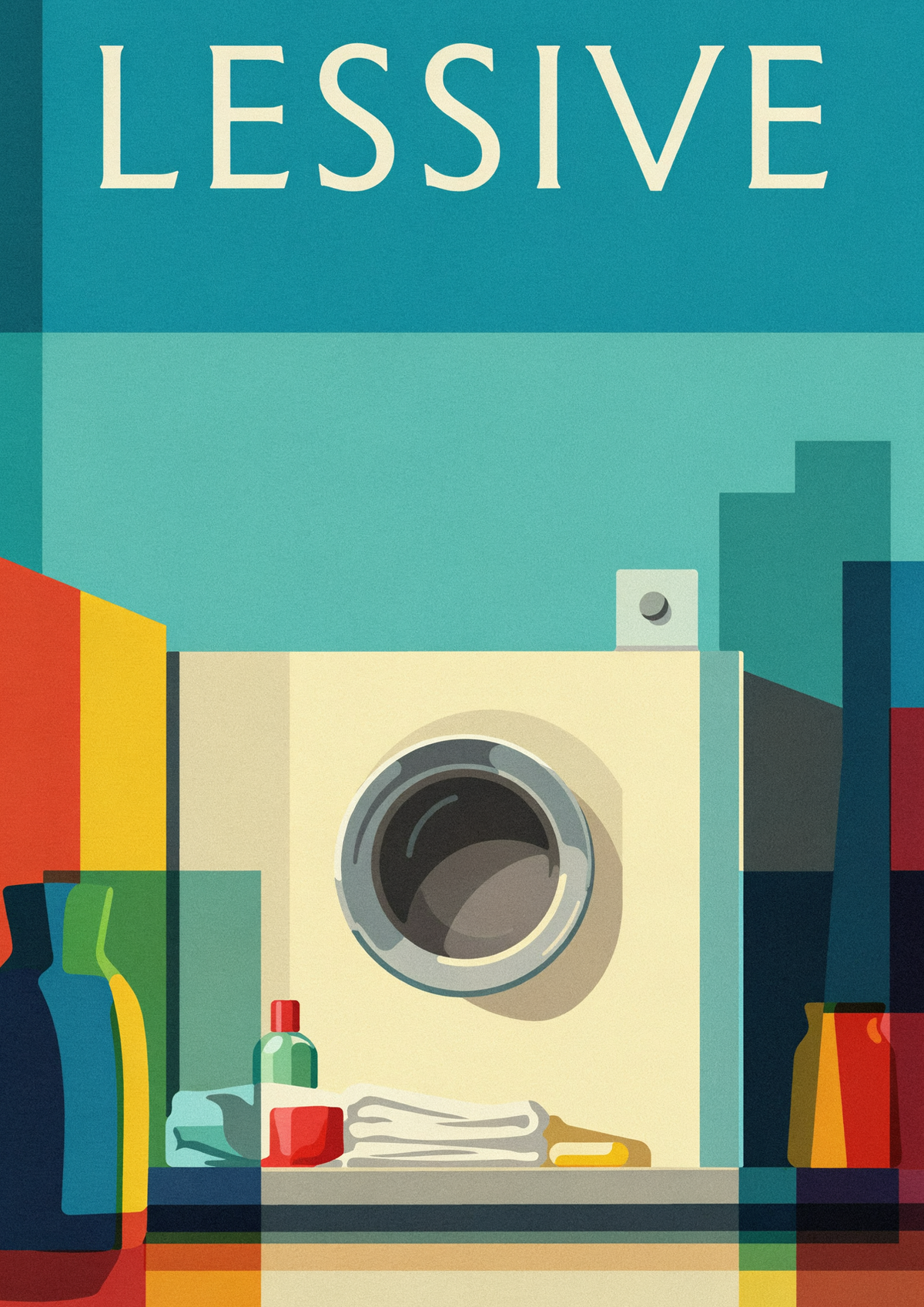 Affiche buanderie Mode d’emploi de la lessive rétro