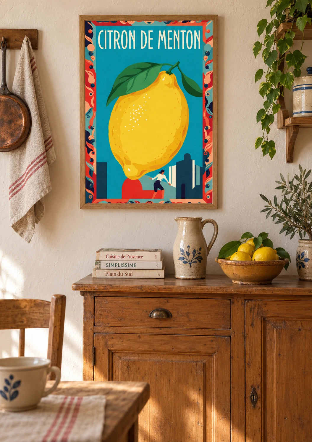 Mise en situation de Affiche Menton style rétro années 50 Citron