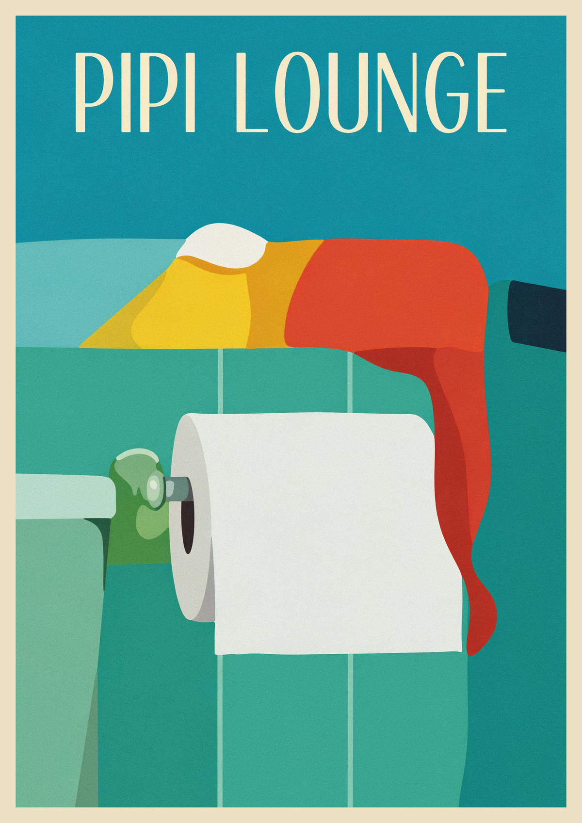 Affiche humoristique Pipi Lounge papier toilette rétro