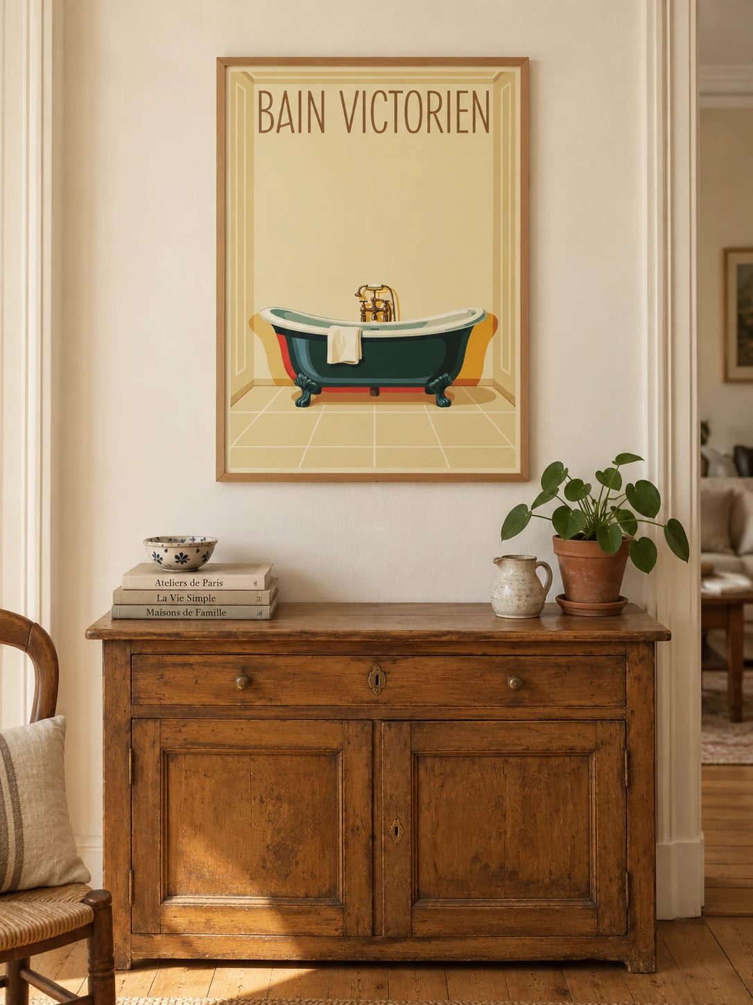 Mise en situation de Affiche baignoire victorienne rétro années 1920