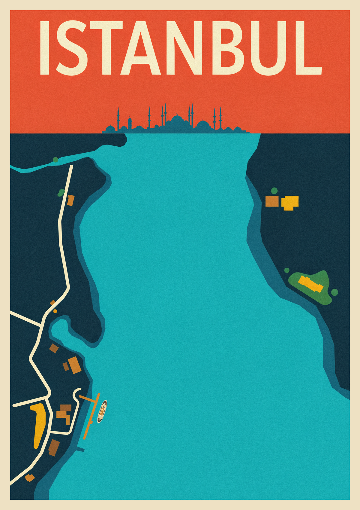 Affiche Istanbul art déco avec carte de ville géométrique