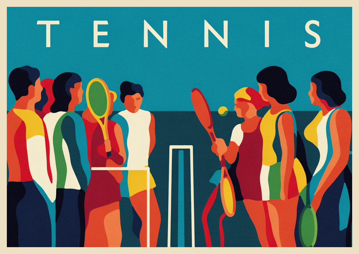 Affiche Championnat de Tennis style Art déco