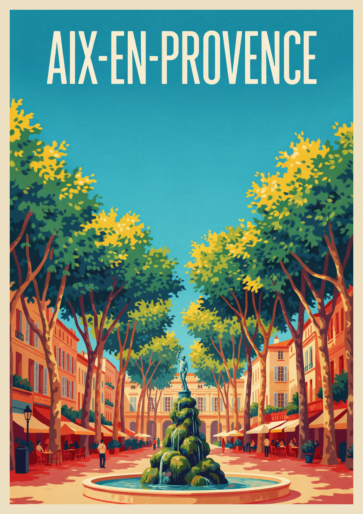 Affiche Cours Mirabeau Aix-en-Provence Art Déco