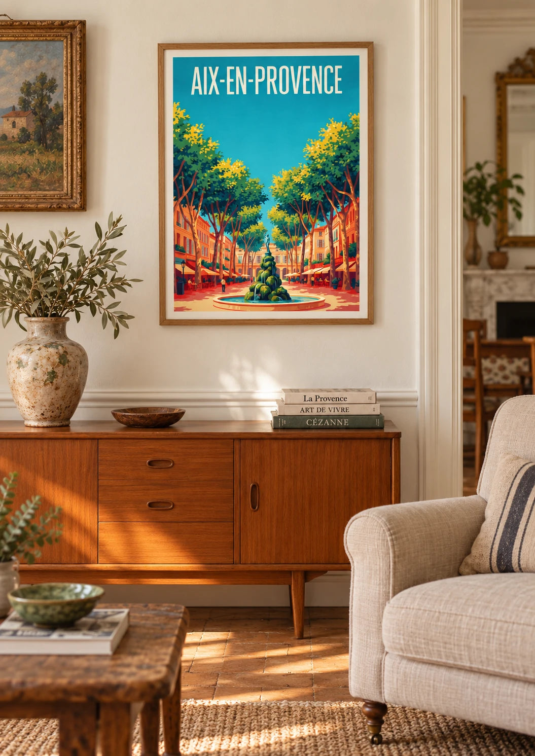 Affiche Cours Mirabeau Aix-en-Provence Art Déco, A2, vue éloignée