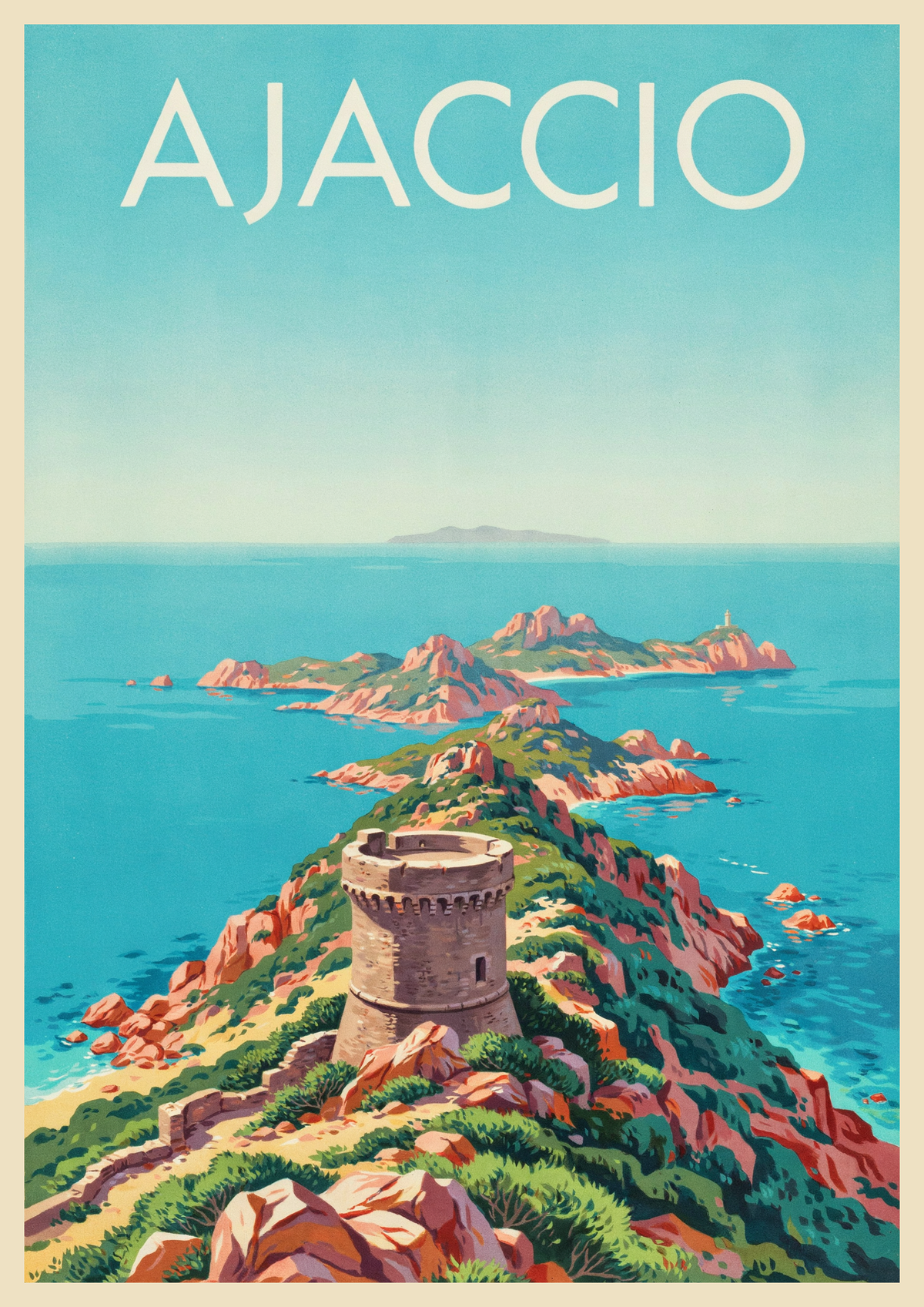 Affiche Ajaccio Îles Sanguinaires style Art déco