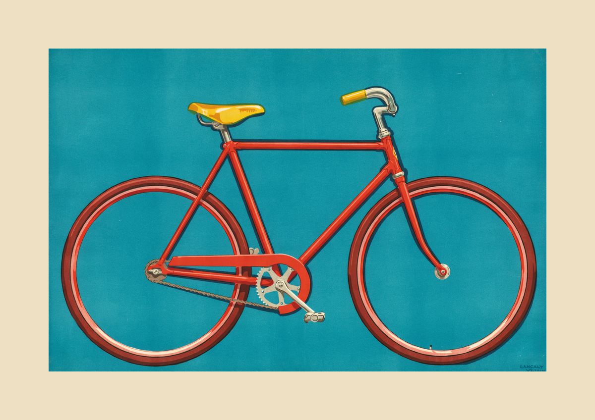 Affiche Bicyclette Rétro Bord de Mer