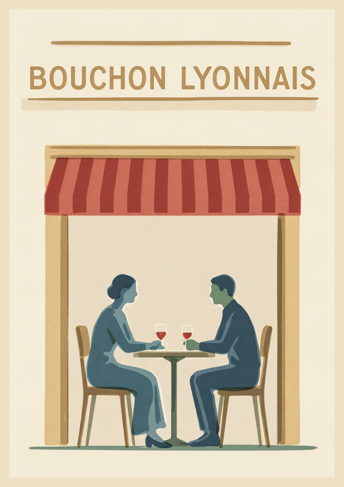 Affiche Bouchon Lyonnais restaurant années 1930