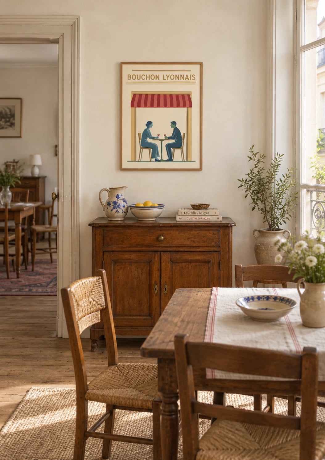 Cuisine : mise en situation de Affiche Bouchon Lyonnais restaurant années 1930