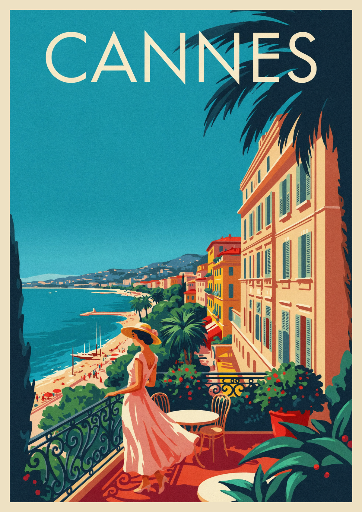 Affiche Cannes Côte d'Azur élégance Belle Époque