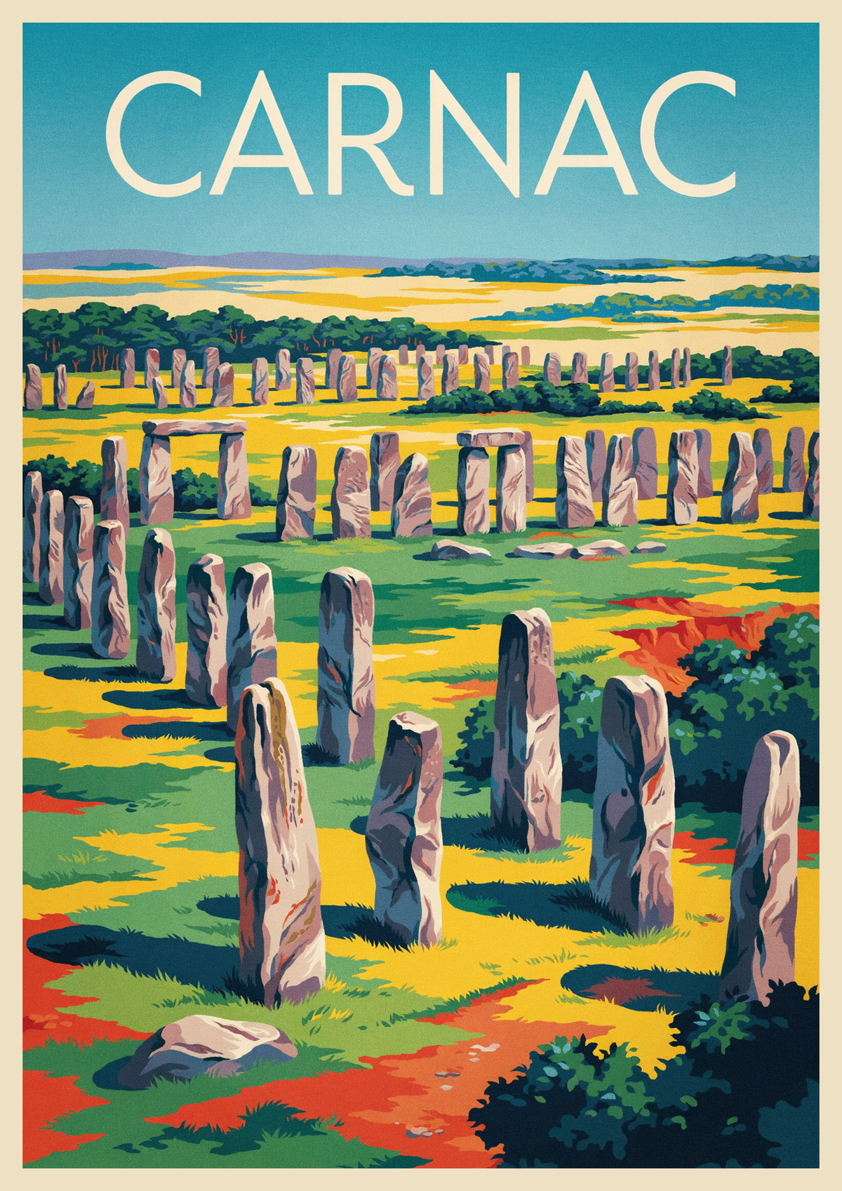 Affiche Carnac menhirs alignements bretons rétro