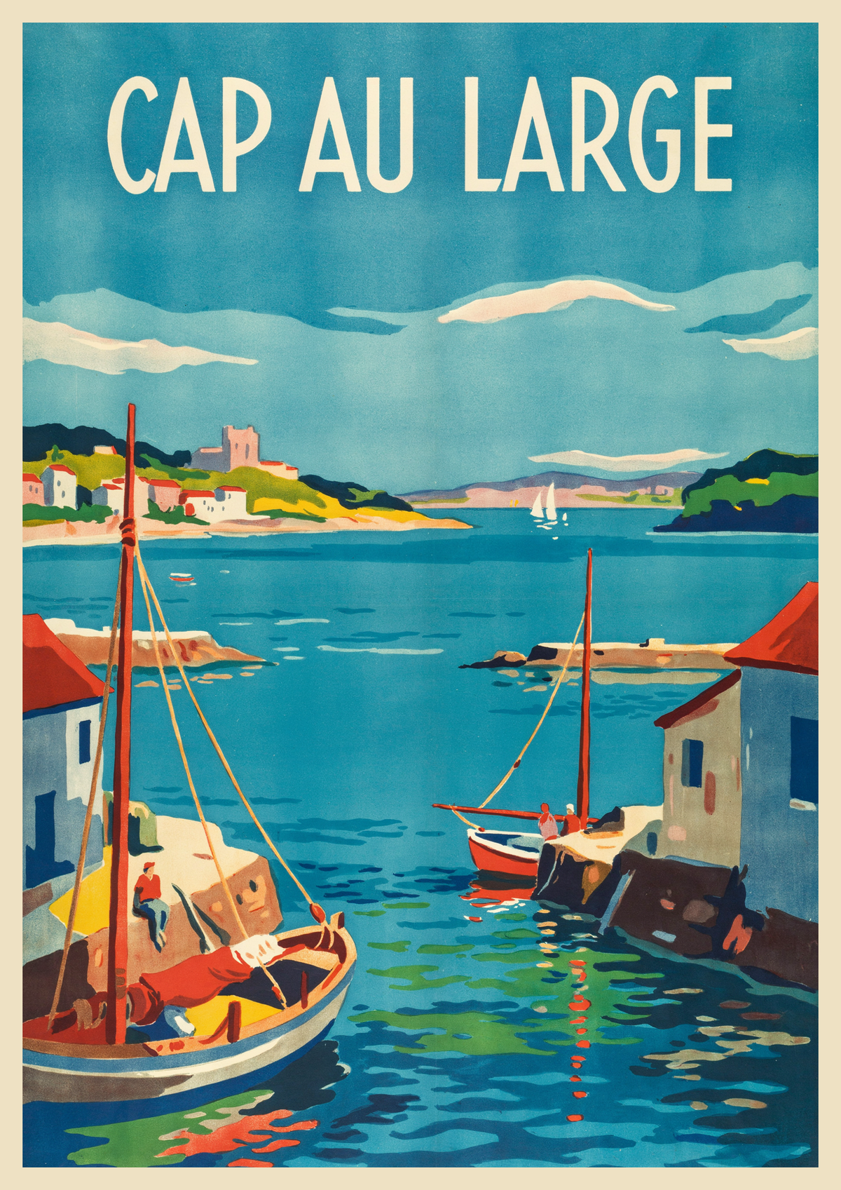 Affiche bateau voilier chalutier Cap au large