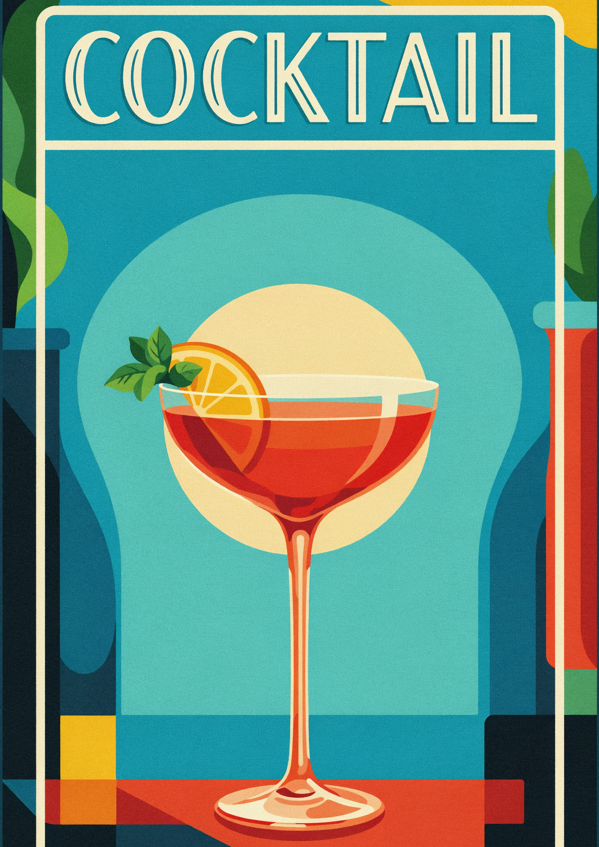 Affiche bar à cocktails de style art déco années 1920