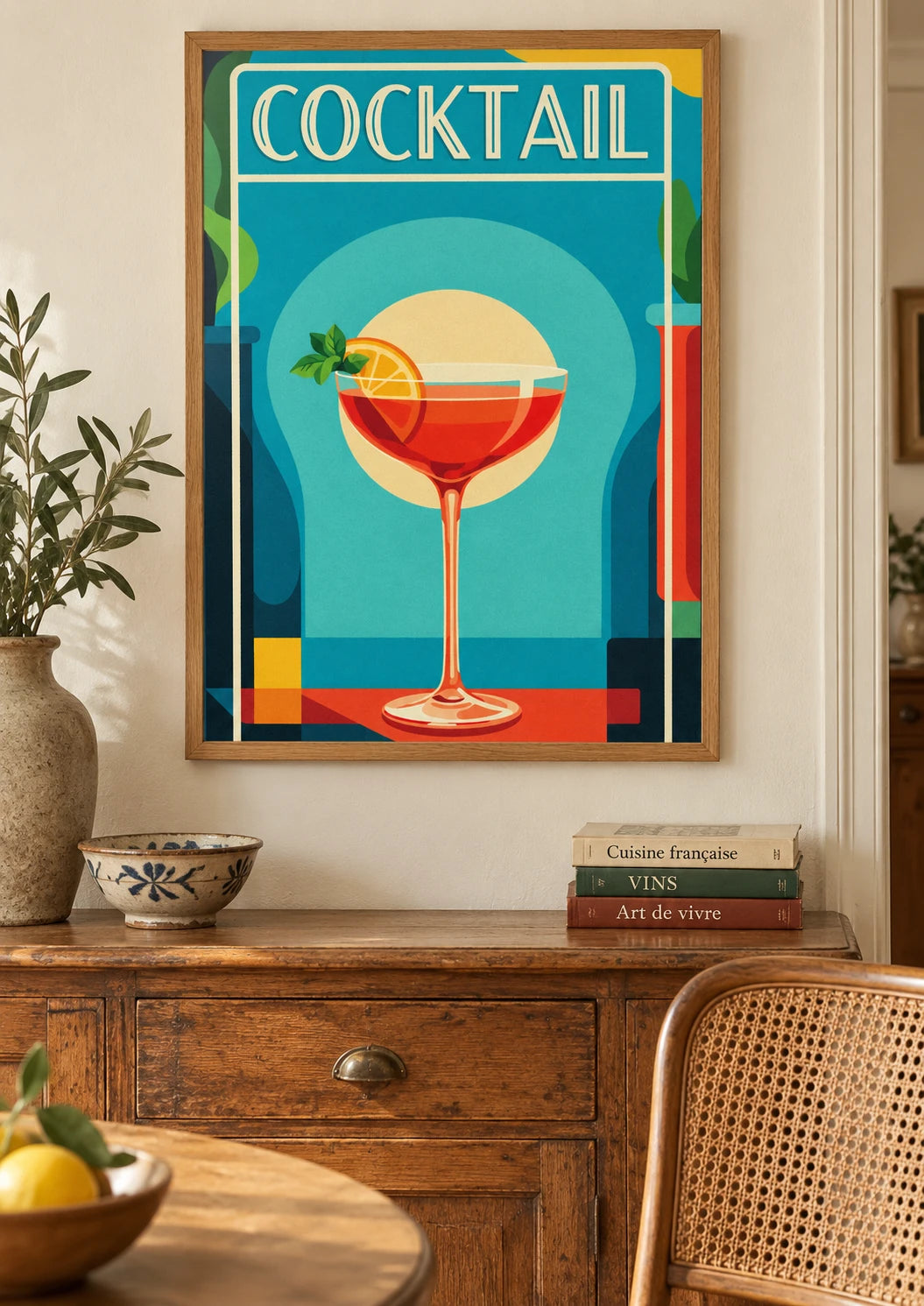 Affiche bar à cocktails de style art déco années 1920, A2, vue normale