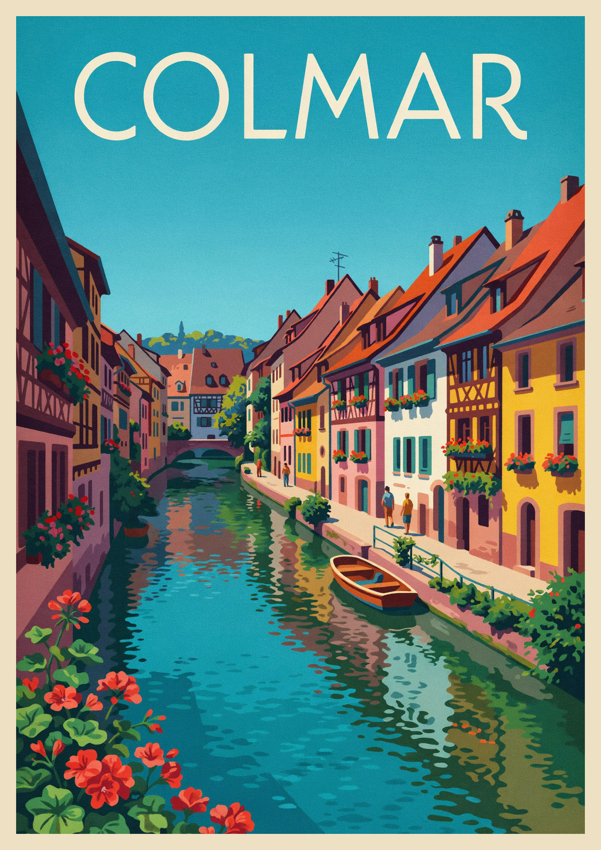 Affiche Colmar Alsace maisons colombages et canal