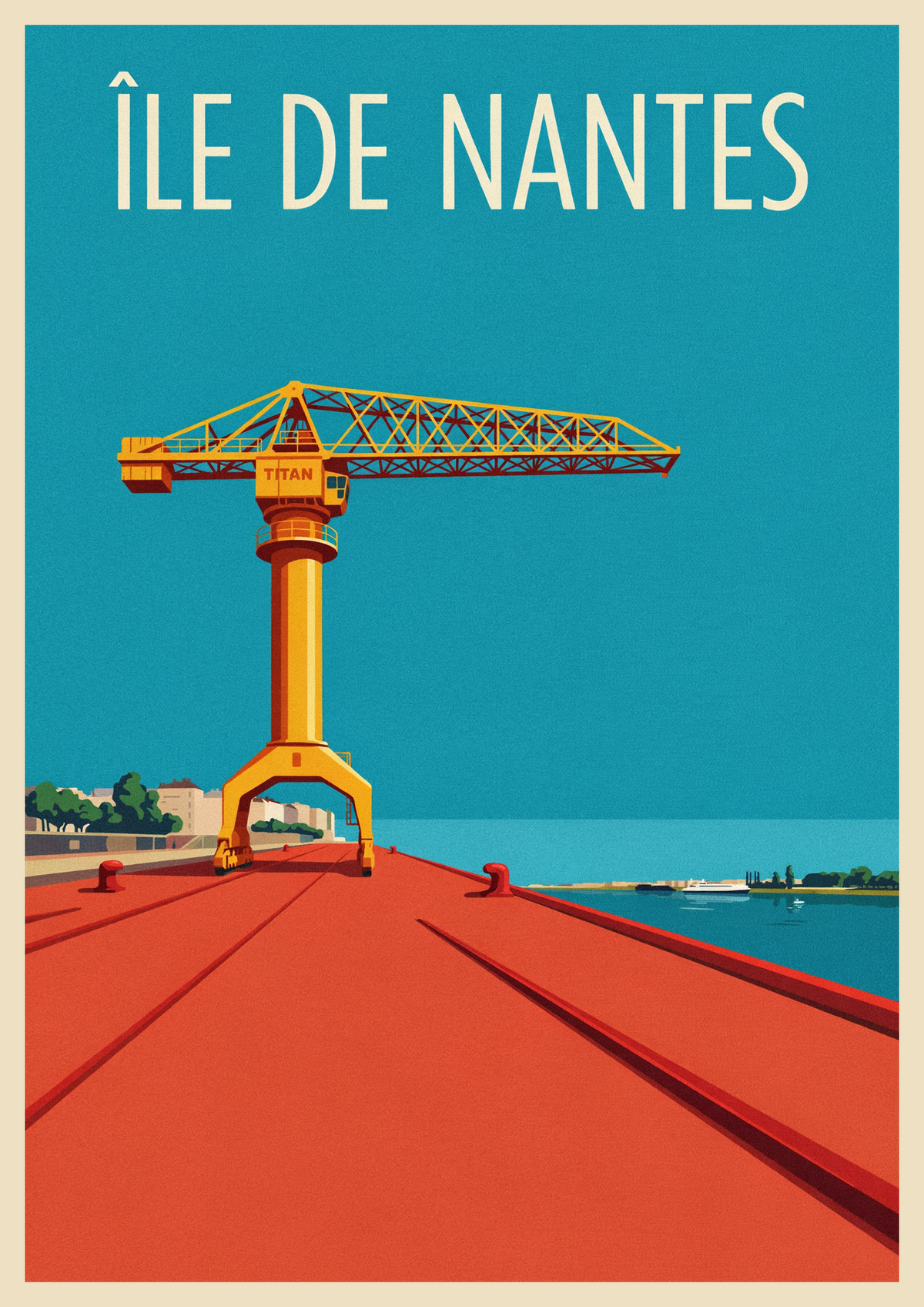 Affiche Canal turquoise architecture Art déco Nantes