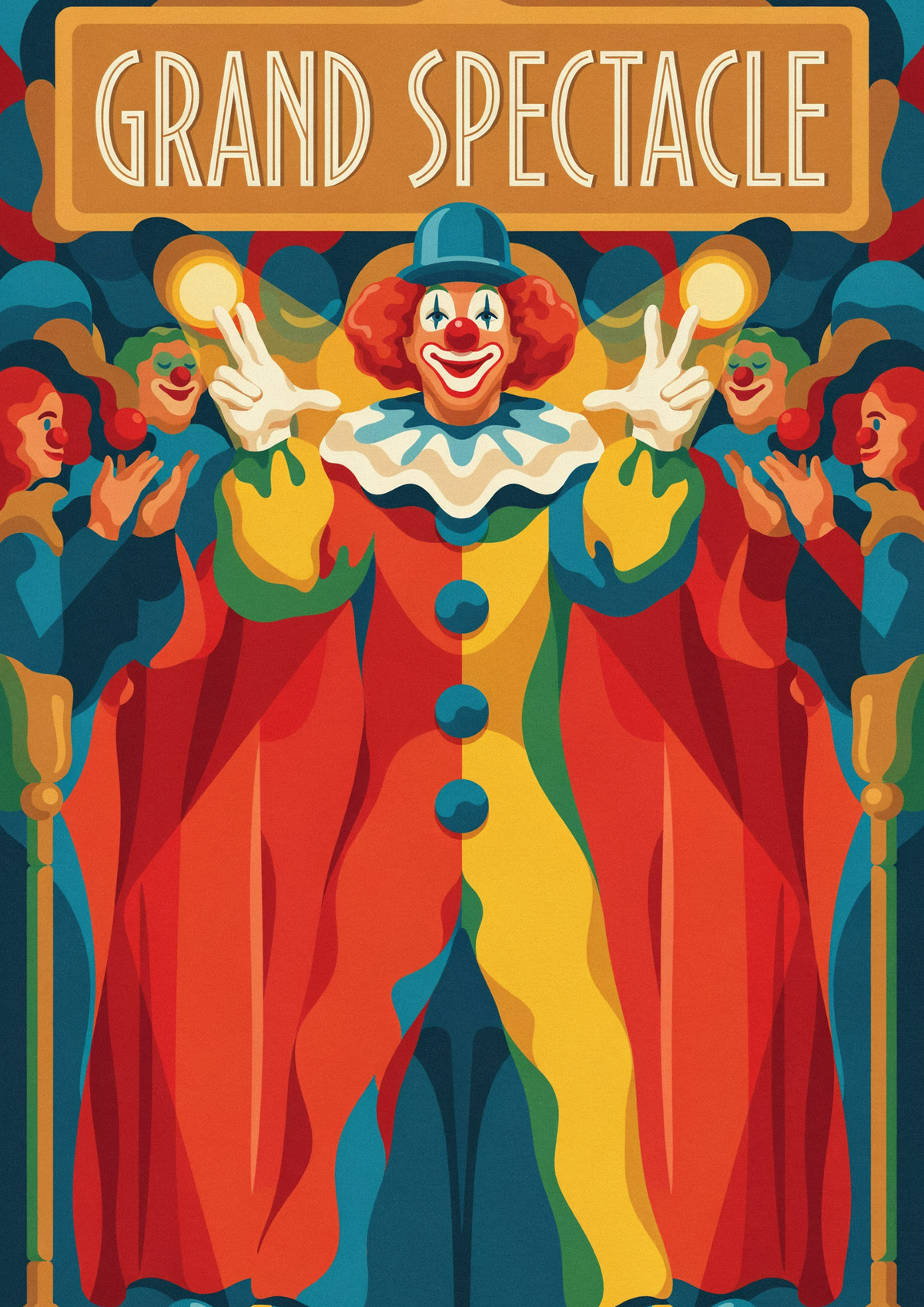 Affiche Clown Grand Spectacle vintage rétro Cirque