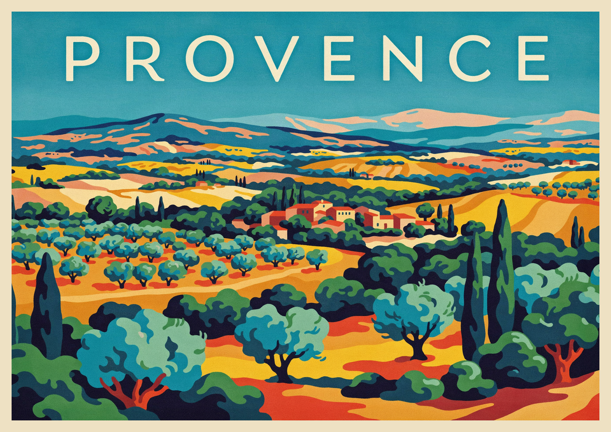 Affiche paysage provençal Art Déco années 1930