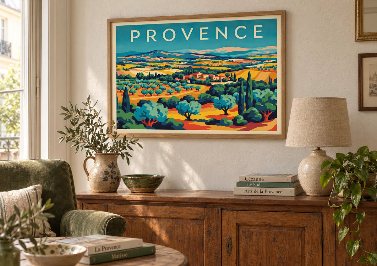 Mise en situation de Affiche paysage provençal Art Déco années 1930