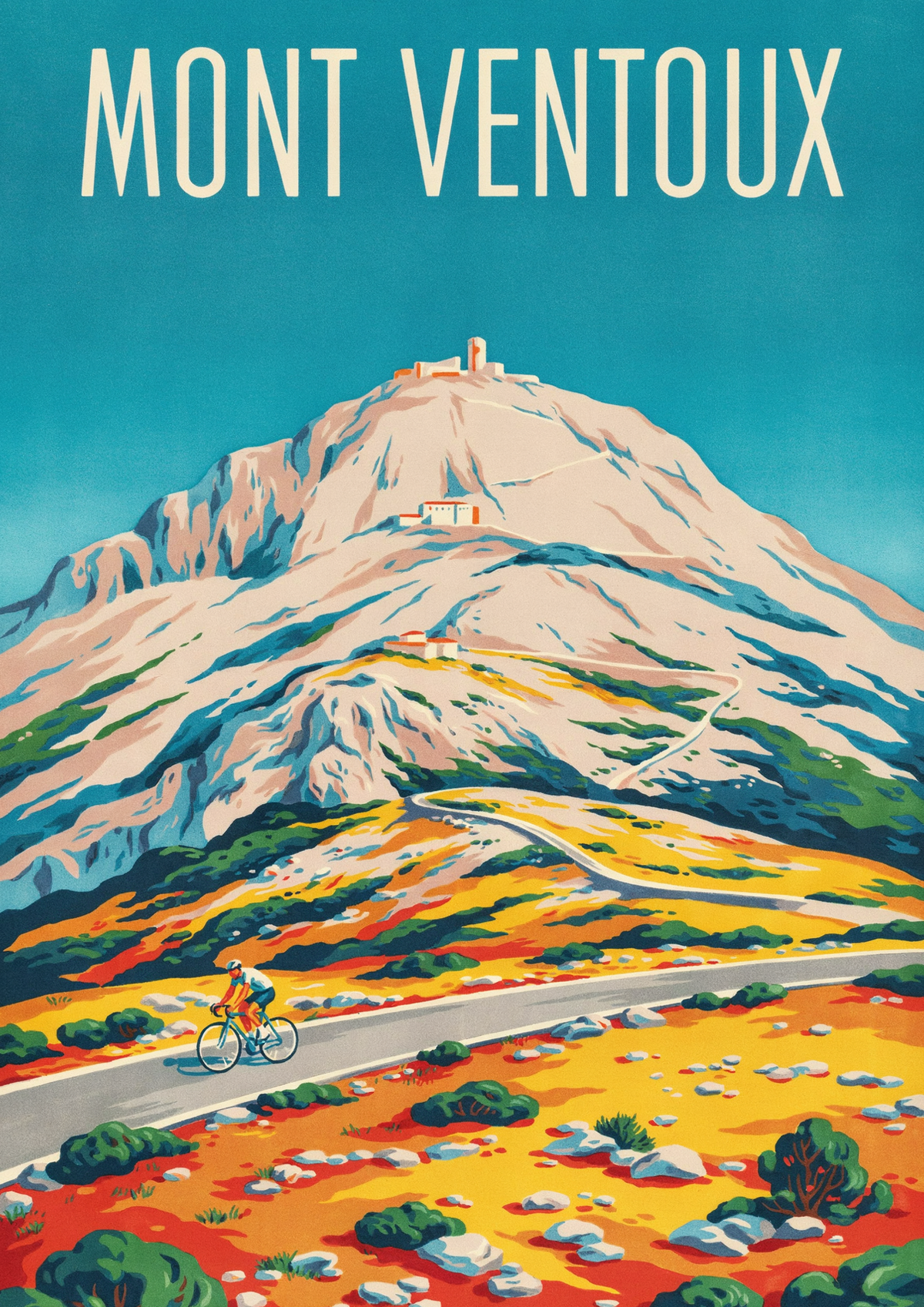 Affiche cyclisme Mont Ventoux montagne vintage
