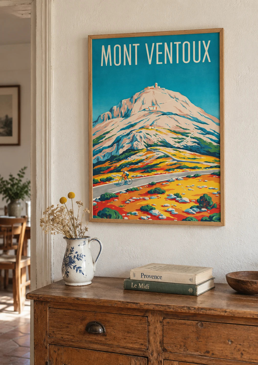 Mise en situation de Affiche cyclisme Mont Ventoux montagne vintage
