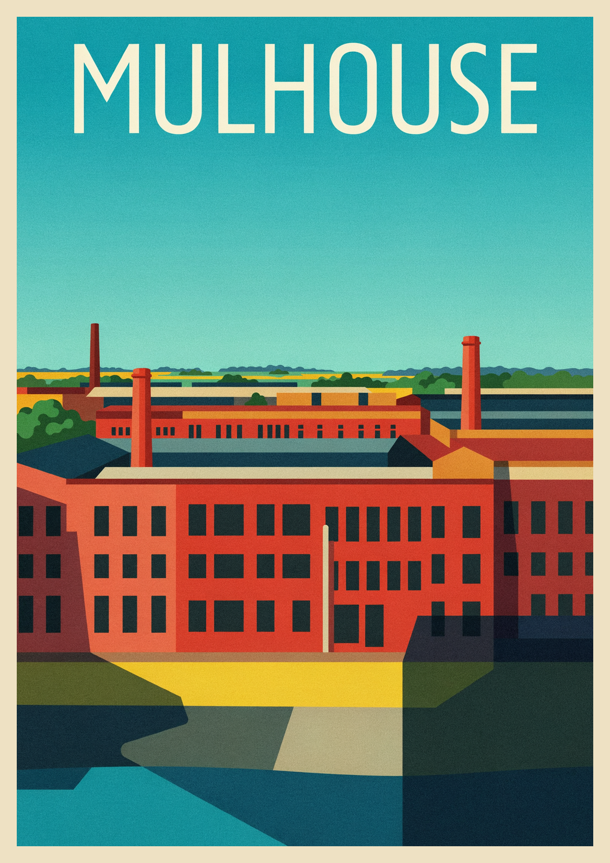 Affiche Mulhouse Cité Industrielle Art Déco