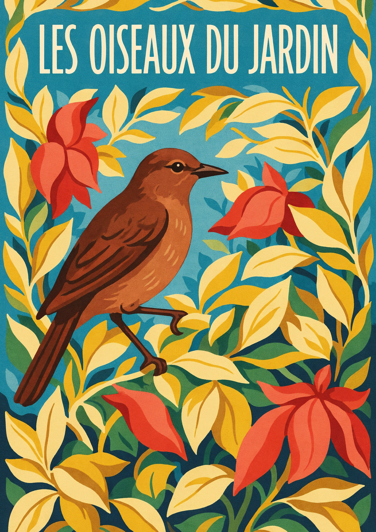 Affiche Les Oiseaux du Jardin illustration ornithologique