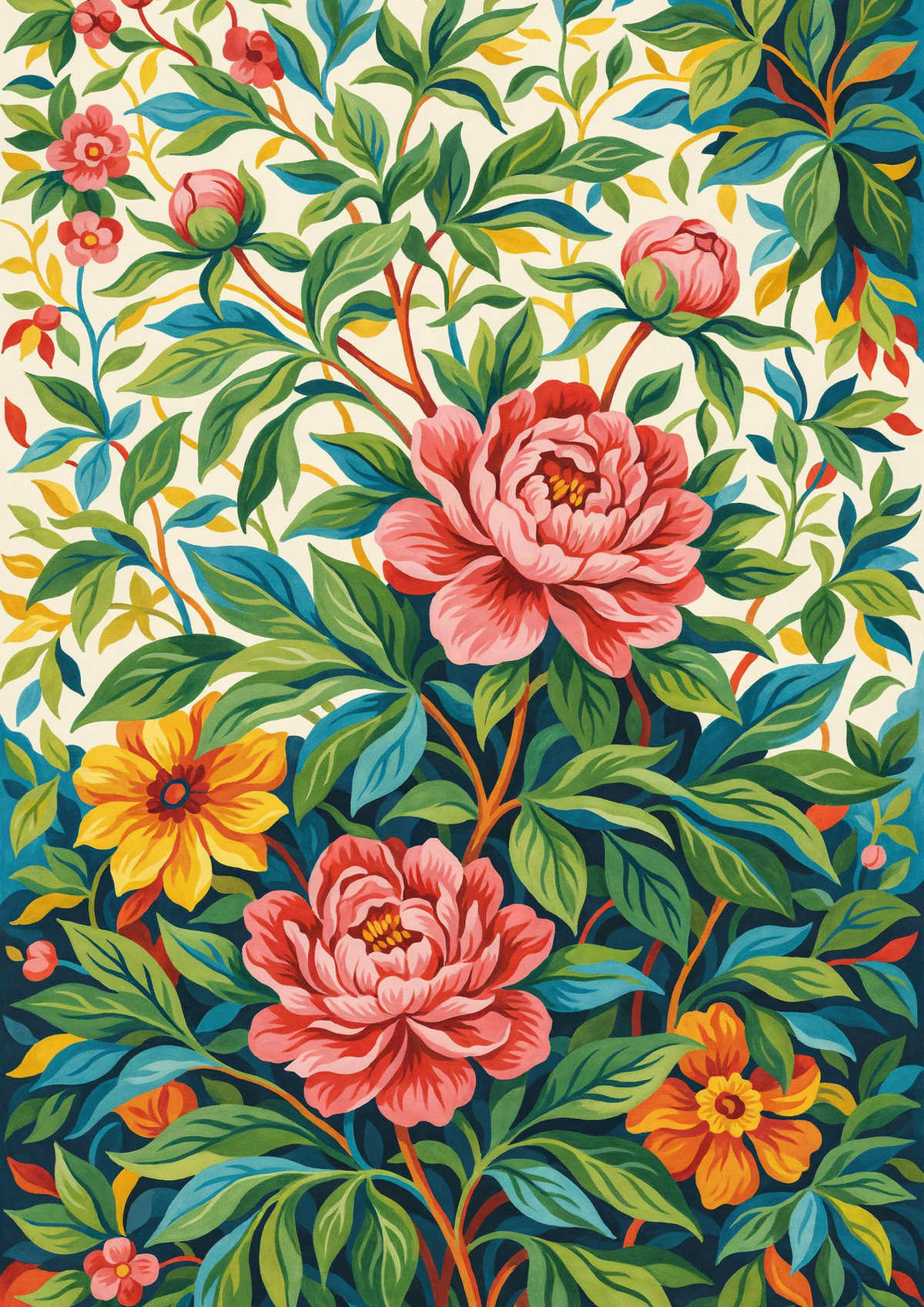Affiche Pivoine Rose Illustration Botanique Classique