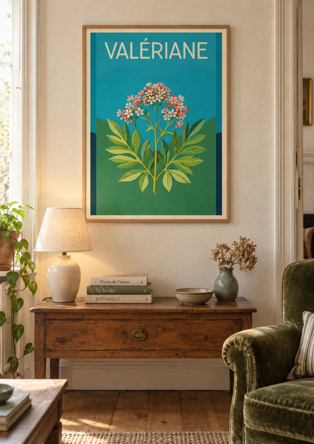 Mise en situation de Affiche Valériane officinale plante médicinale