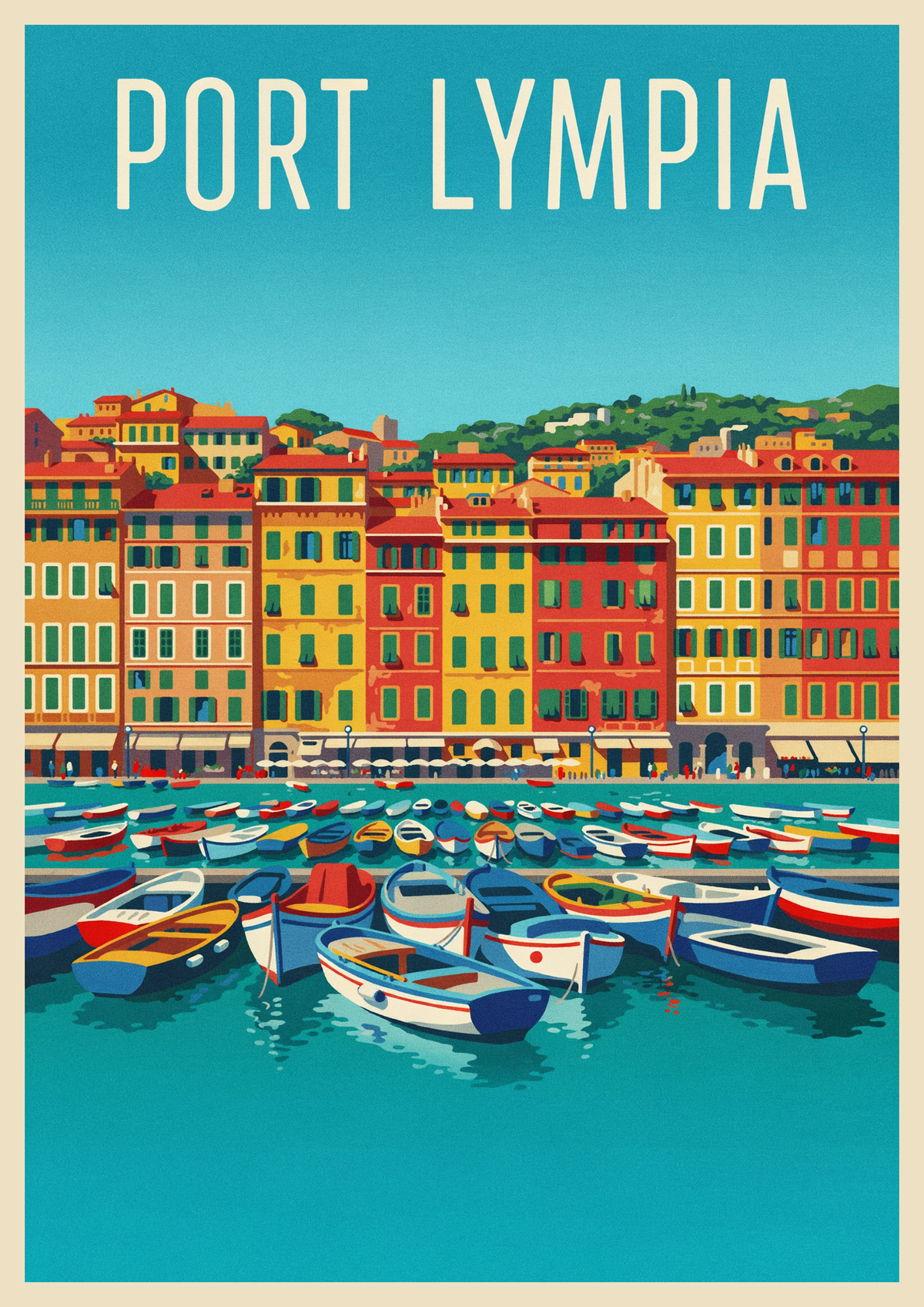Affiche Port Lympia Nice bateaux méditerranée