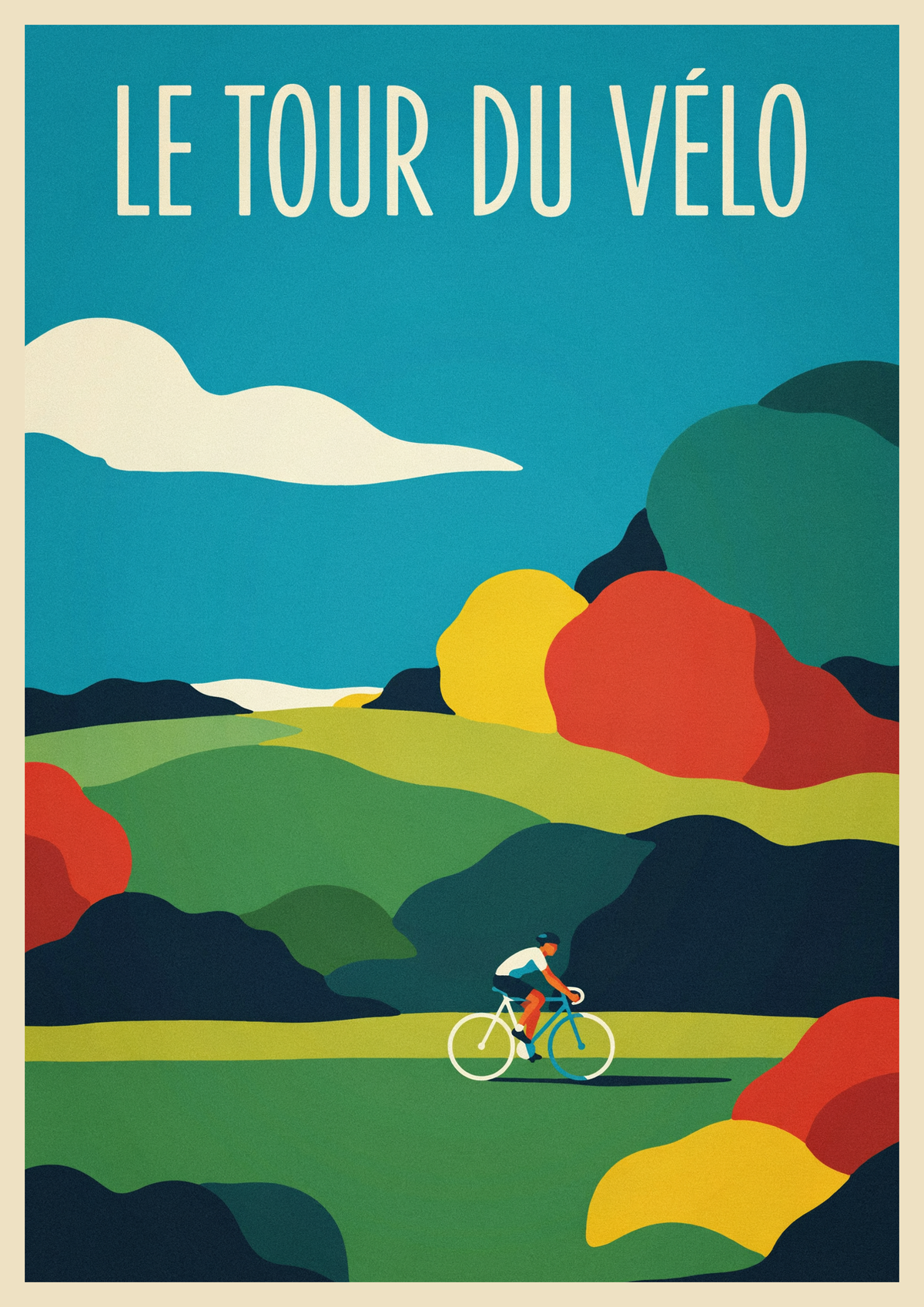 Affiche cyclisme Tour du Vélo style Art déco 1920