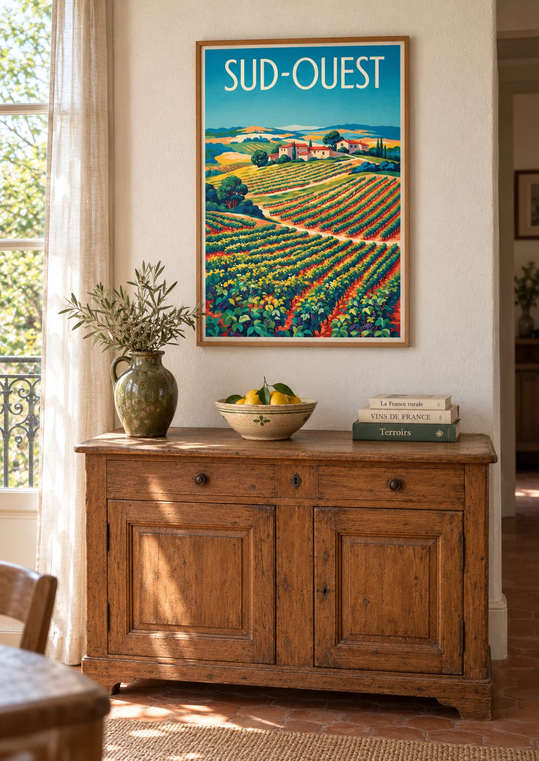 Affiche SUD-OUEST paysage toscan et vignobles, A2, vue éloignée