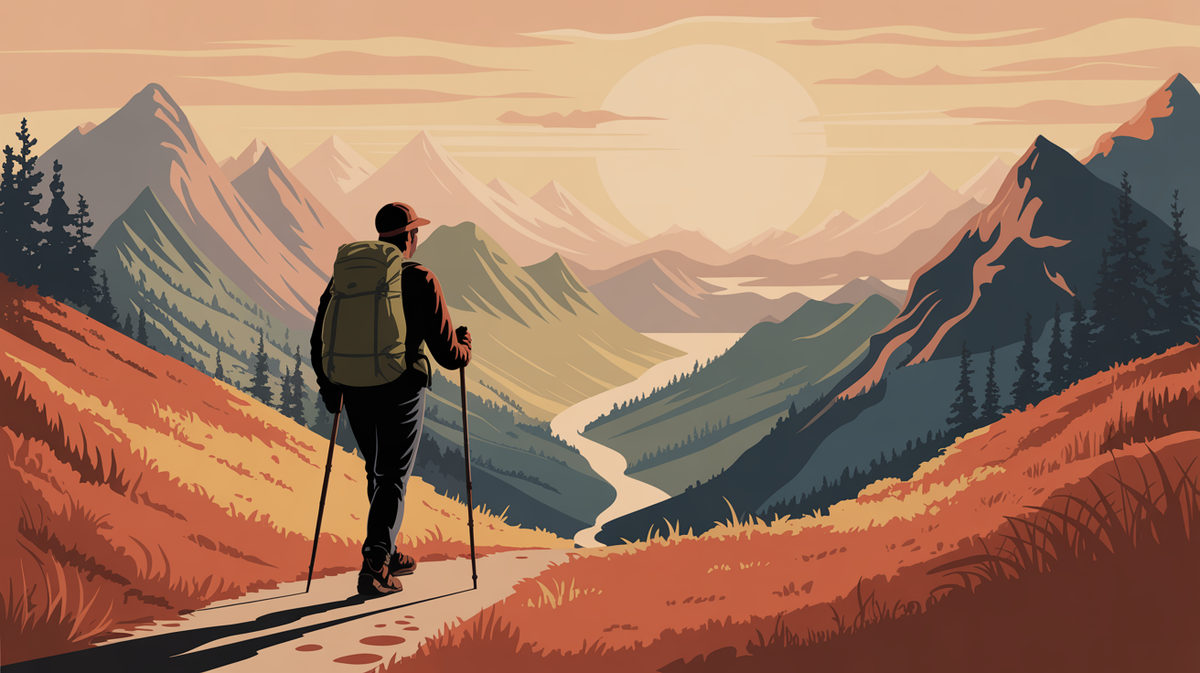 Illustration vintage randonnee