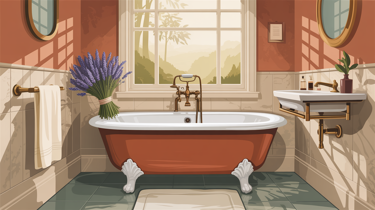 Illustration vintage salle de bain