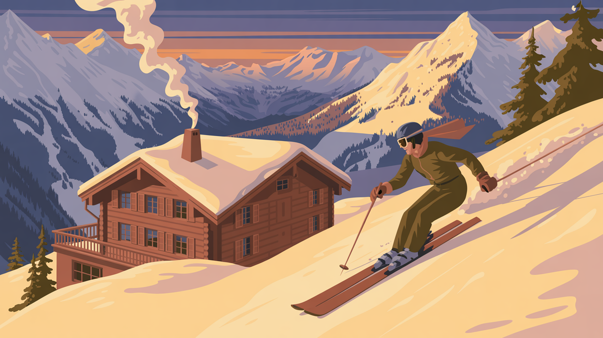 Illustration vintage ski