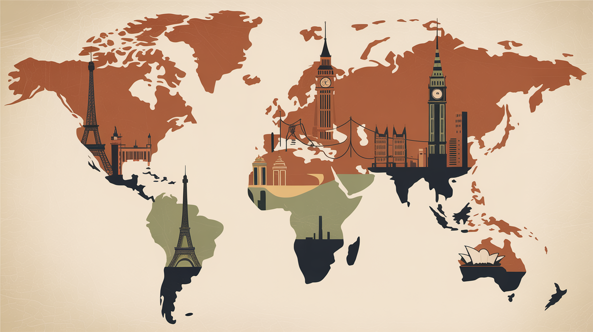 Illustration vintage villes du monde