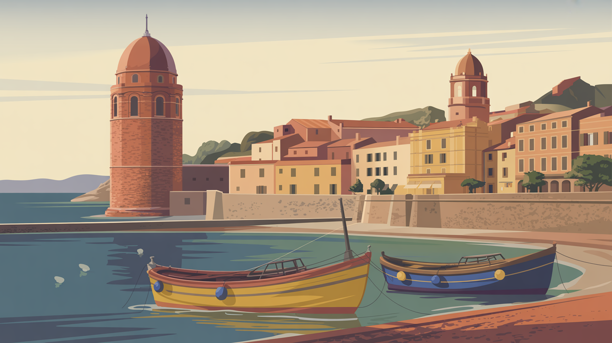 Illustration vintage Collioure