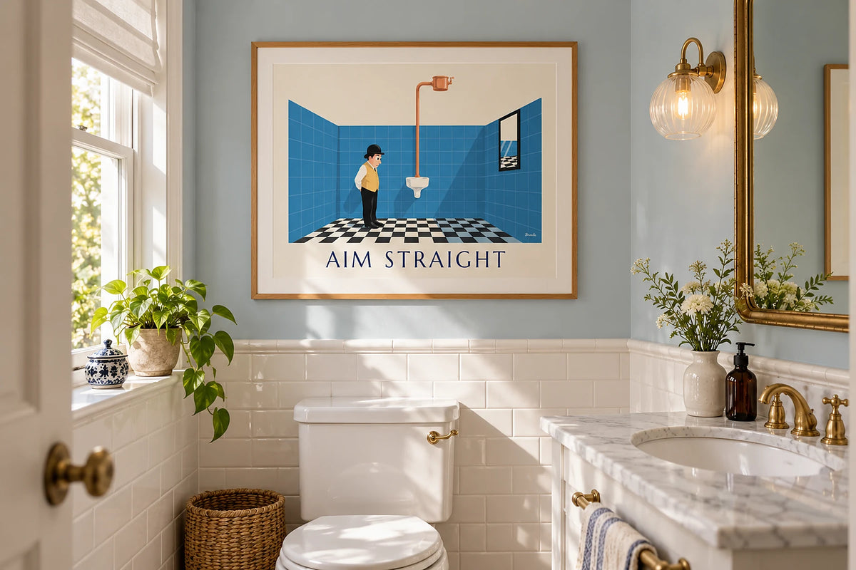 Välja poster till toaletten: humor och små väggar