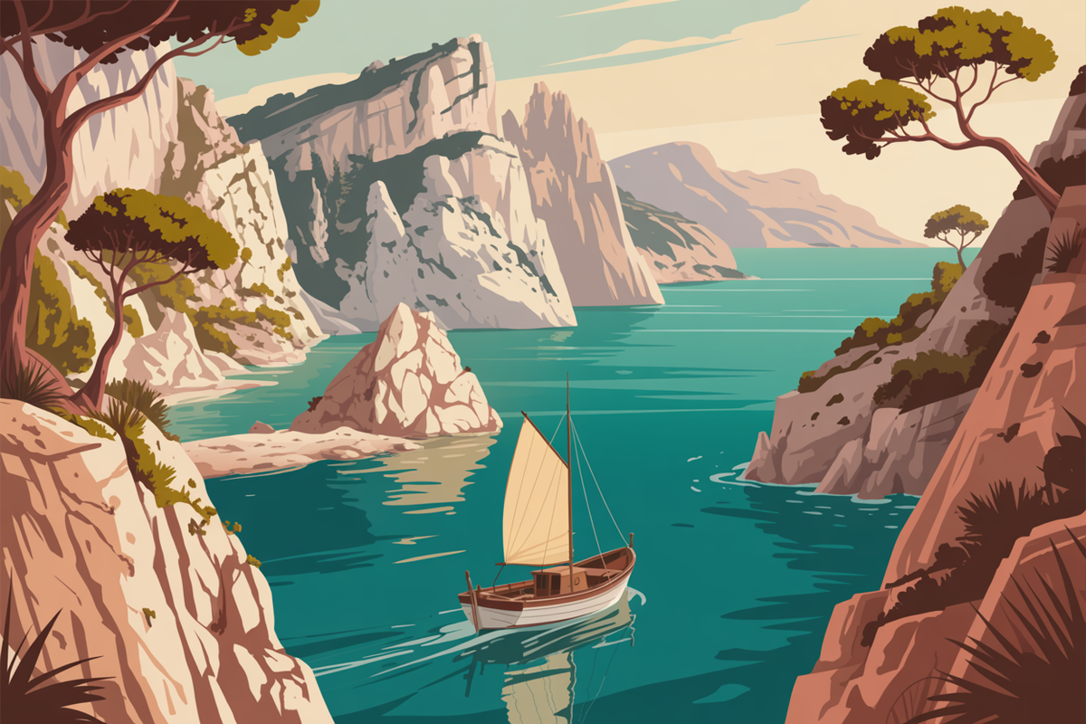 Calanques de Marseille, falaises calcaires et mer turquoise
