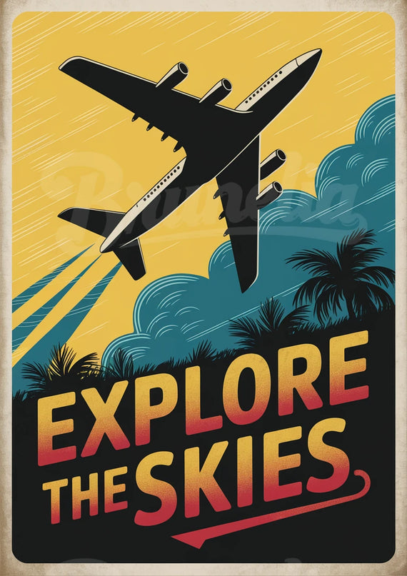 affiche vintage dynamique aérien