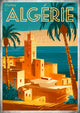 Affiche touristique Algérie kasbah méditerranéenne style Art Déco