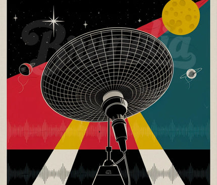 Affiche vintage antenne spatiale rétro