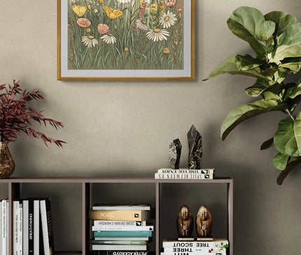Affiche vintage champ de fleurs