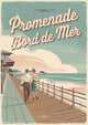 Affiche Promenade Bord de Mer couple élégant années 1930