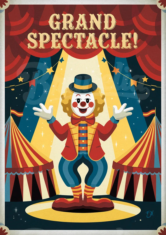 Affiche vintage mascottes de cirque