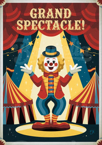Affiche Clown Grand Spectacle vintage rétro Cirque