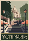 Affiche Montmartre escaliers Sacré-Cœur lampadaires auvents